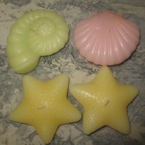 4 pc SET shell candles Marine theme have no smell